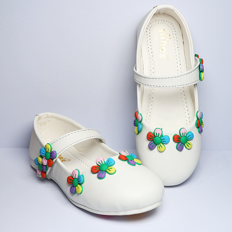 Cute Walk by Ninos Ballerina With Velcro Closure & Flower Applique