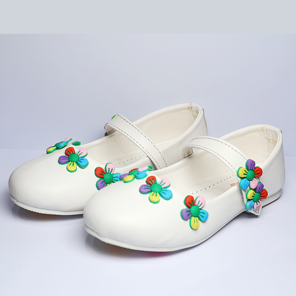 Cute Walk by Ninos Ballerina With Velcro Closure & Flower Applique