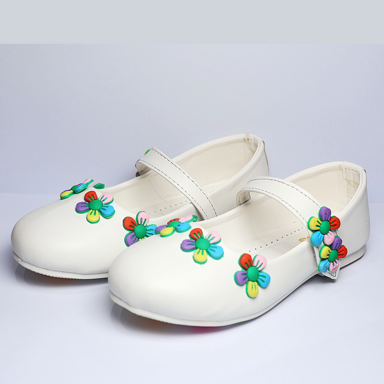 Cute Walk by Ninos Ballerina With Velcro Closure & Flower Applique