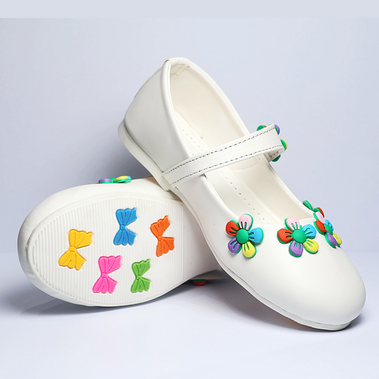 Cute Walk by Ninos Ballerina With Velcro Closure & Flower Applique