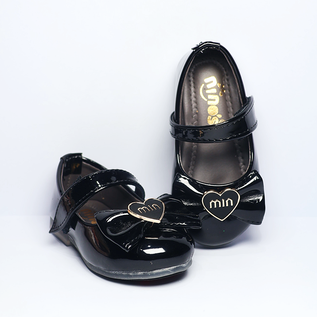 Cute Walk by Ninos Ballerina with Velcro Closure & Heart Bow Applique