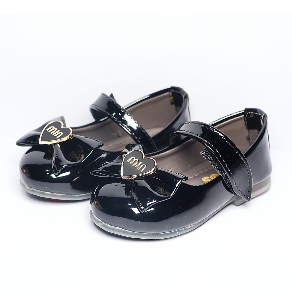 Cute Walk by Ninos Ballerina with Velcro Closure & Heart Bow Applique