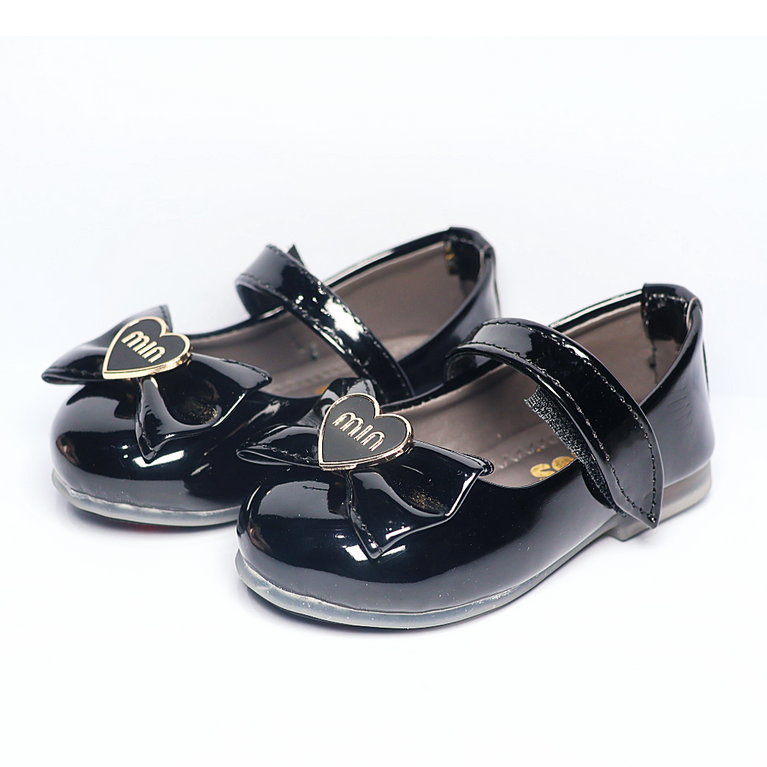 Cute Walk by Ninos Ballerina with Velcro Closure & Heart Bow Applique