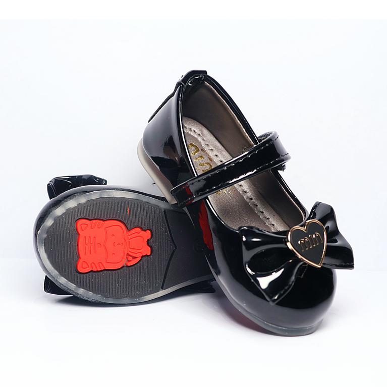 Cute Walk by Ninos Ballerina with Velcro Closure & Heart Bow Applique