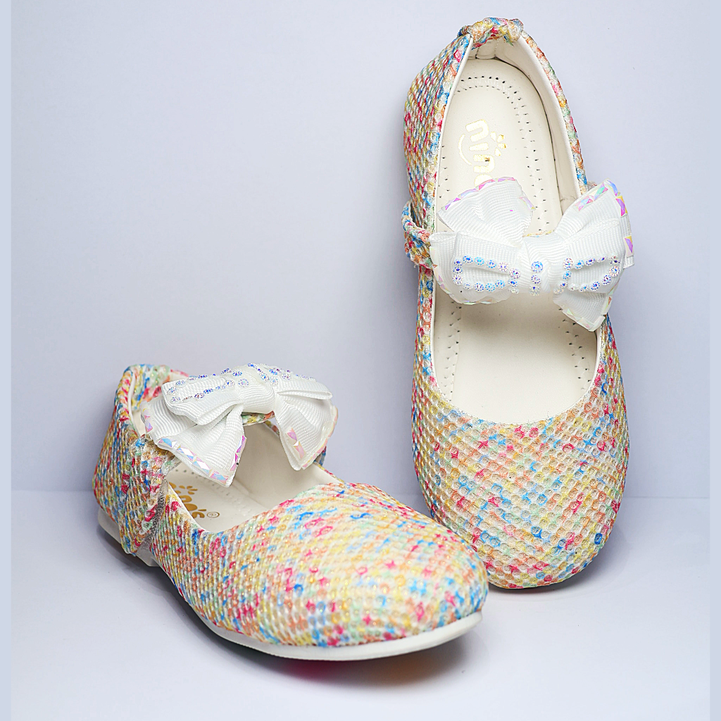 Cute Walk by Ninos embellished Ballerinas with Velcro Closure & Bow Applique