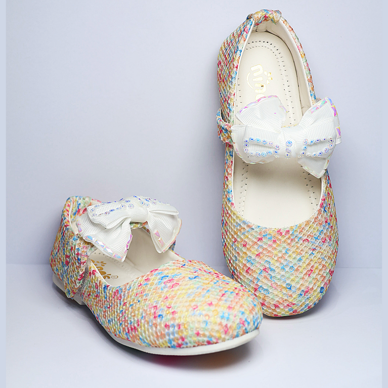 Cute Walk by Ninos embellished Ballerinas with Velcro Closure & Bow Applique