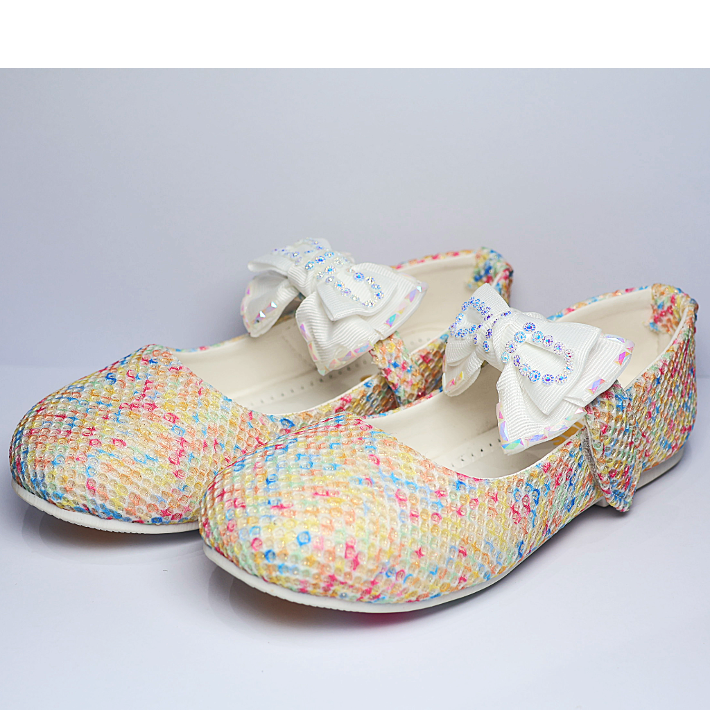 Cute Walk by Ninos embellished Ballerinas with Velcro Closure & Bow Applique