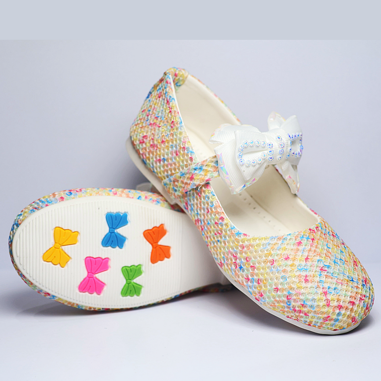 Cute Walk by Ninos embellished Ballerinas with Velcro Closure & Bow Applique