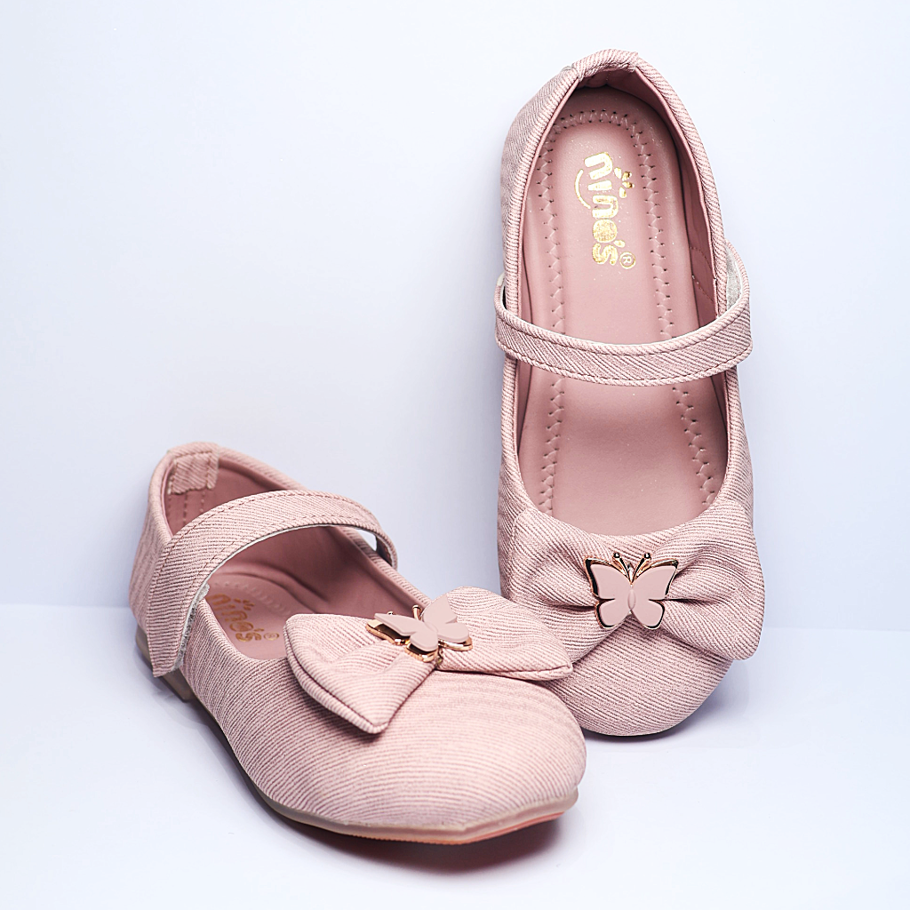 Cute Walk by Ninos Ballerina with Velcro Closure & Butterfly Bow Applique