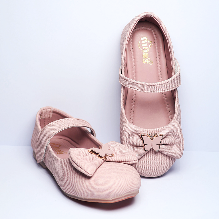 Cute Walk by Ninos Ballerina with Velcro Closure & Butterfly Bow Applique