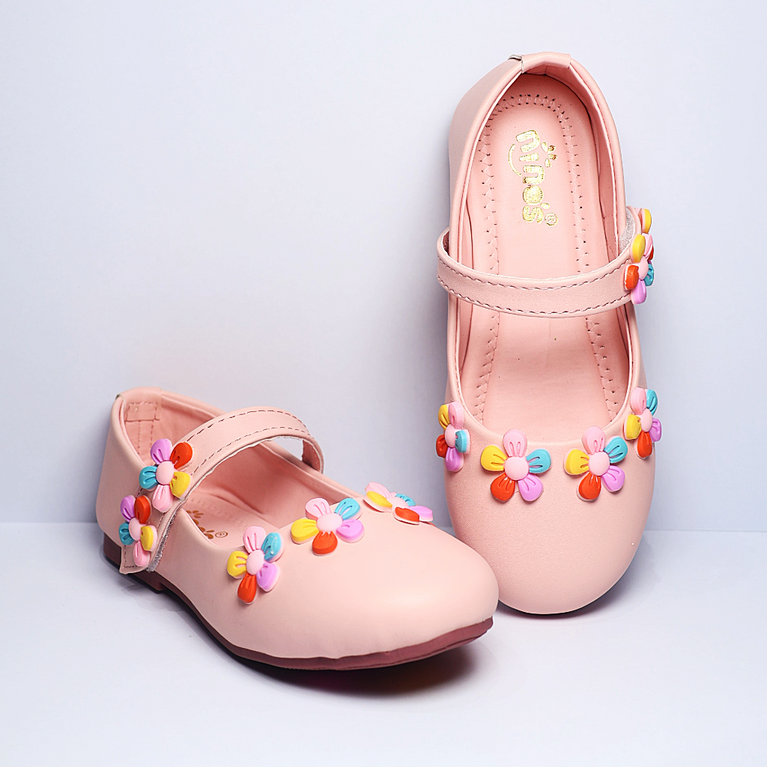 Cute Walk by Ninos Ballerina With Velcro Closure & Flower Applique