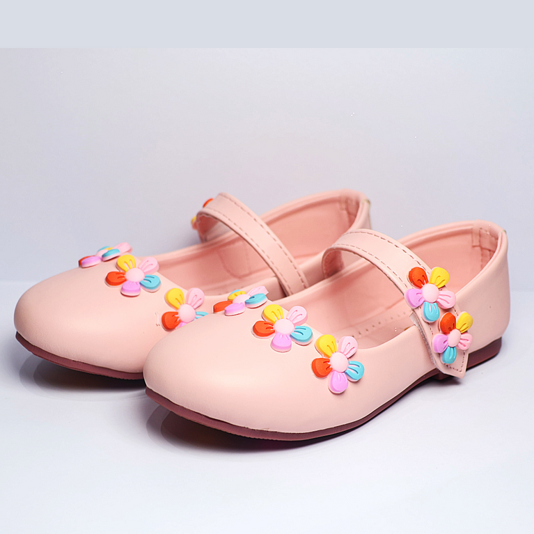 Cute Walk by Ninos Ballerina With Velcro Closure & Flower Applique