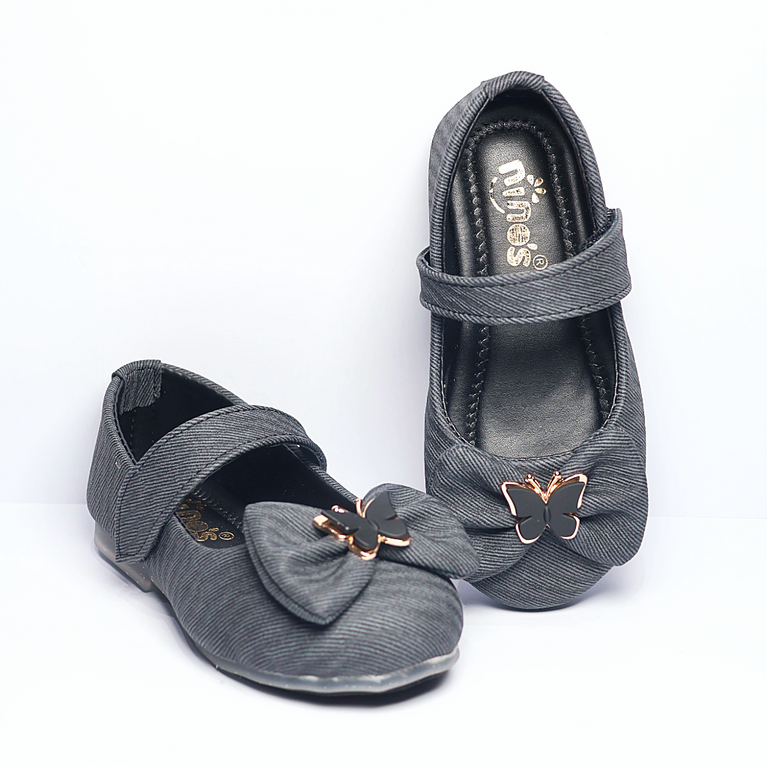 Cute Walk by Ninos Ballerina with Velcro Closure & Butterfly Bow Applique