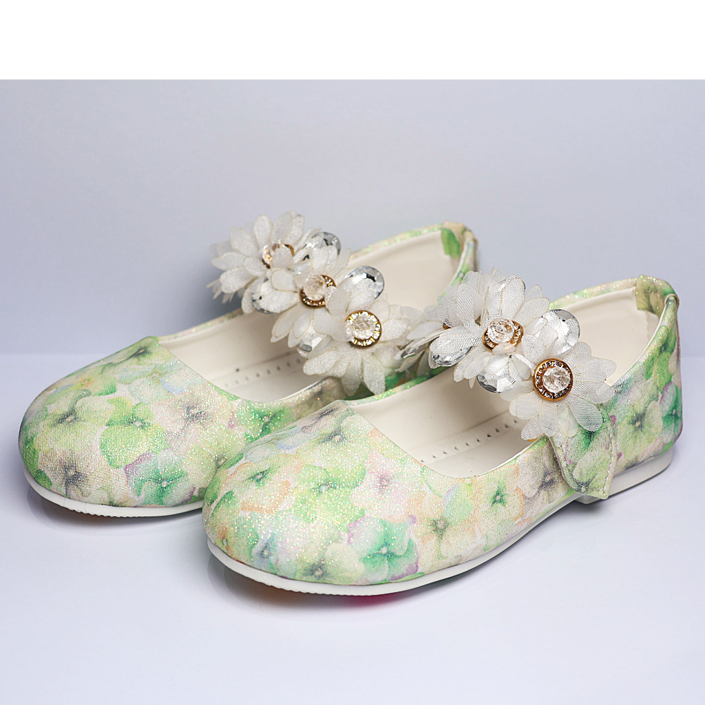 Cute Walk by Ninos Ballerina with Velcro Closure & Flower Applique Desgin