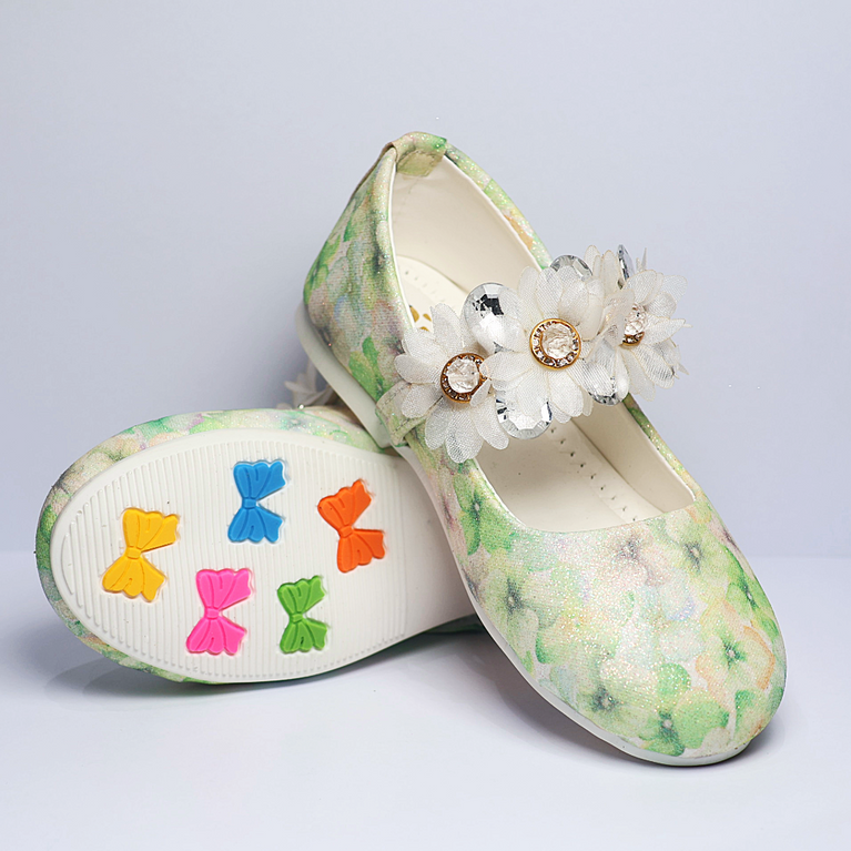 Cute Walk by Ninos Ballerina with Velcro Closure & Flower Applique Desgin