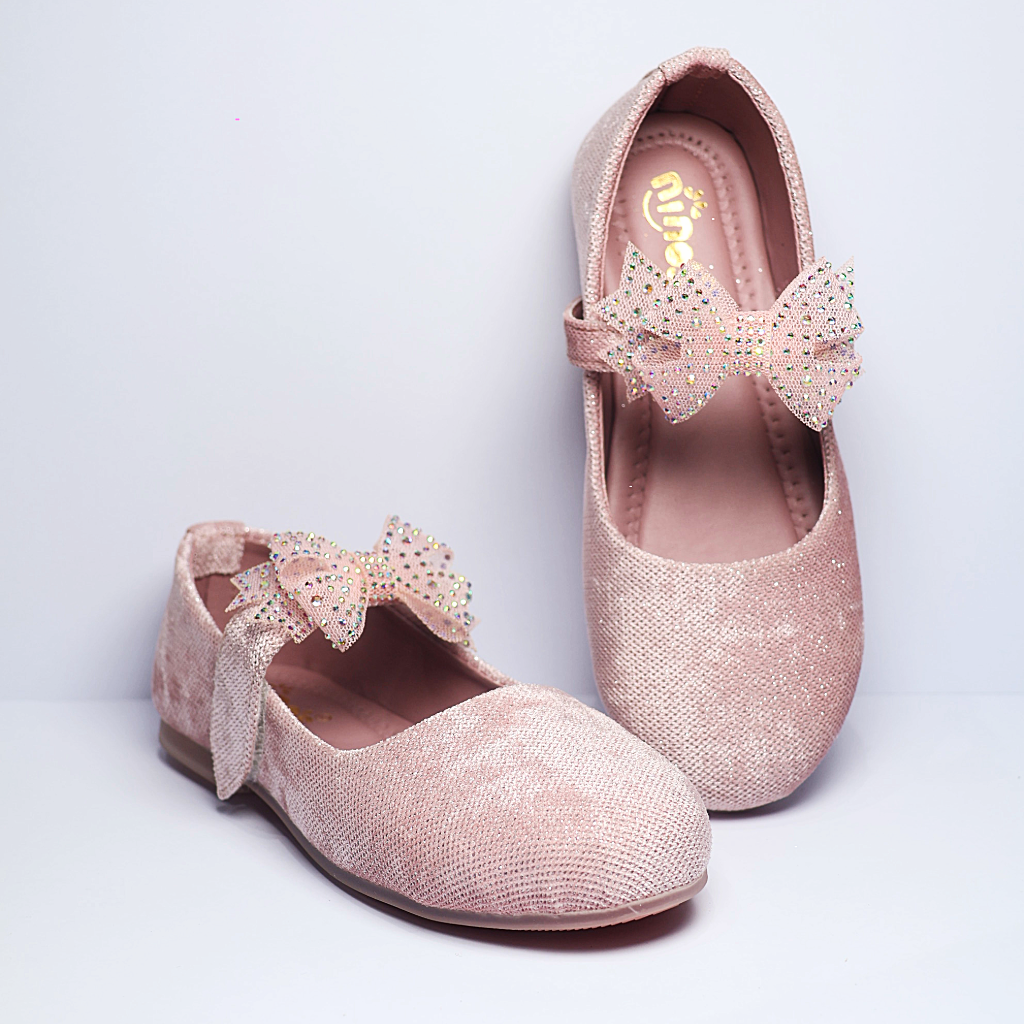 Cute Walk by Ninos embellished Ballerinas with Velcro Closure & Bow Applique
