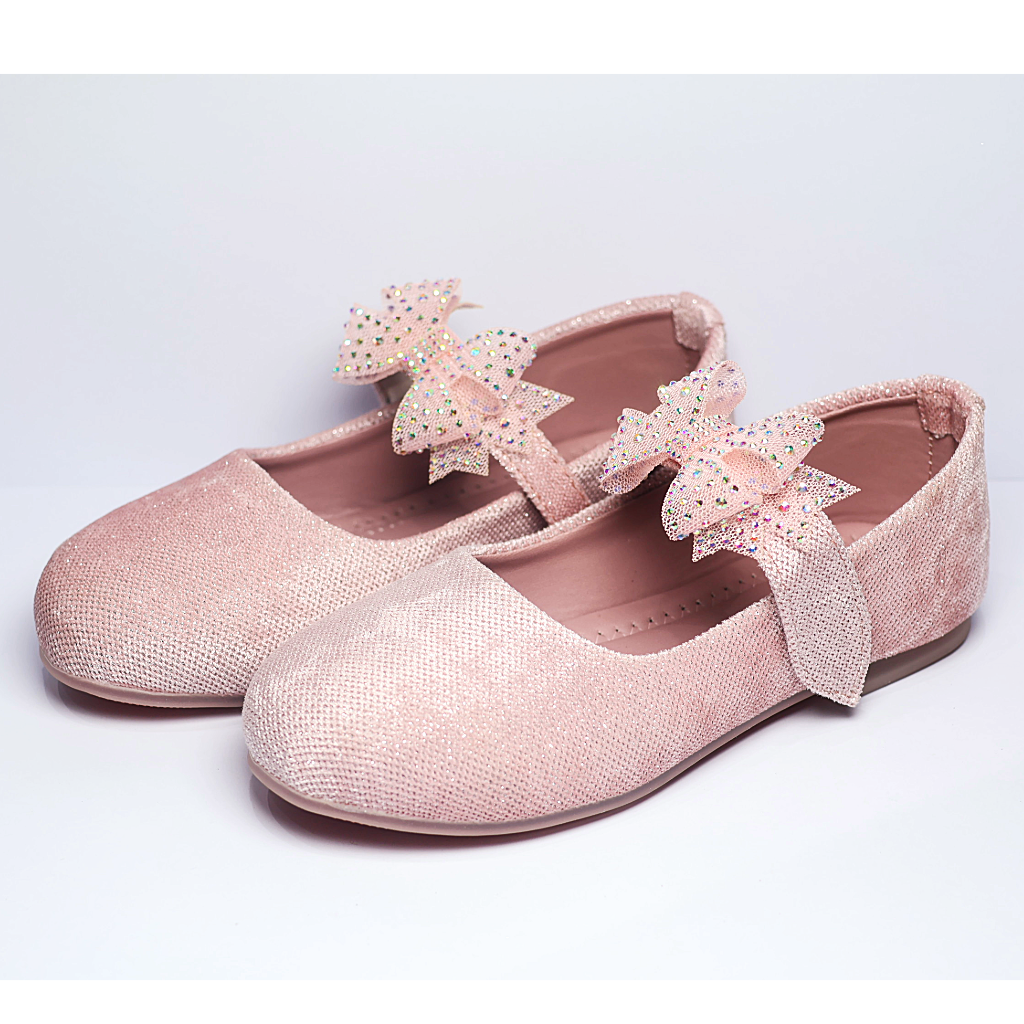 Cute Walk by Ninos embellished Ballerinas with Velcro Closure & Bow Applique