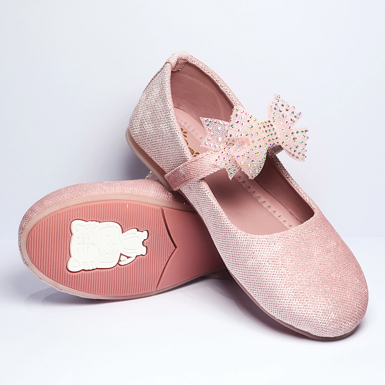 Cute Walk by Ninos embellished Ballerinas with Velcro Closure & Bow Applique