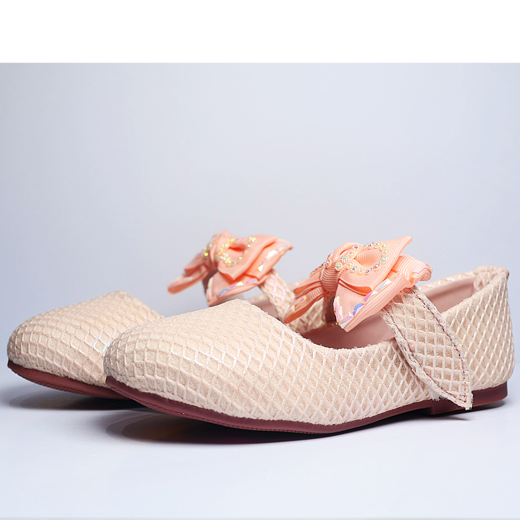 Cute Walk by Ninos embellished Ballerinas with Velcro Closure & Bow Applique