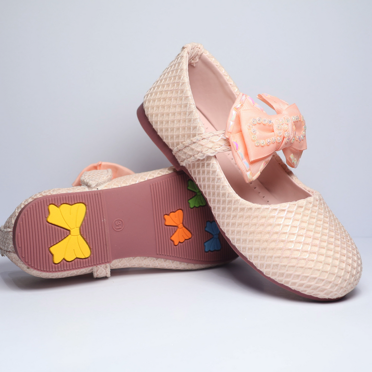 Cute Walk by Ninos embellished Ballerinas with Velcro Closure & Bow Applique