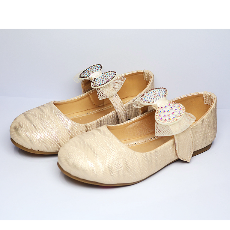 Cute Walk by Ninos Ballerina with Stripe Design Velcro Closure & Bow Applique