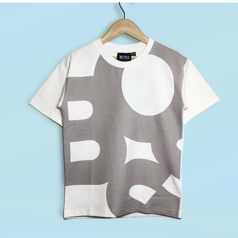 HBOSS- Kids Cotton Knit Half Sleeves Crew Neck T-Shirt with Boss Text Print , 2-11 years