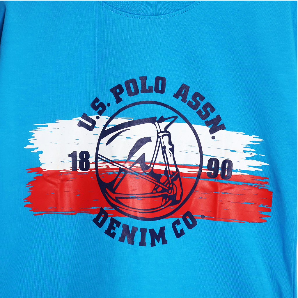 U.S POLO Kids Cotton Knit Half Sleeves Crew Neck T-Shirt with USPA Text Print , 2-11 years