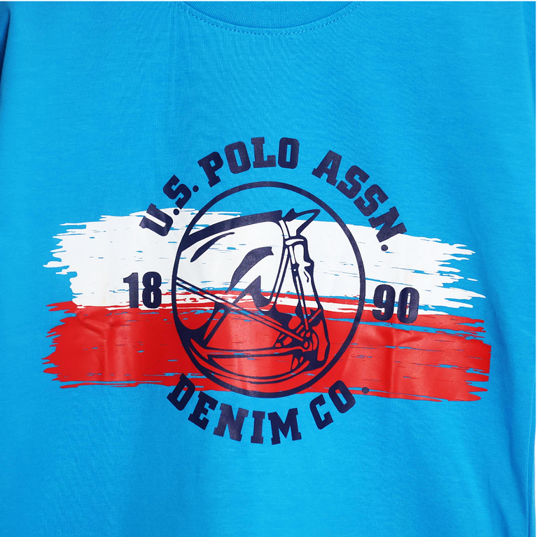 U.S POLO Kids Cotton Knit Half Sleeves Crew Neck T-Shirt with USPA Text Print , 2-11 years