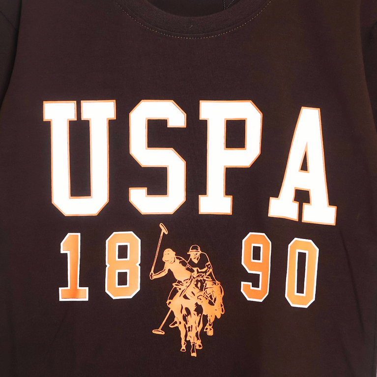 U.S POLO- Kids Cotton Knit Half Sleeves Crew Neck T-Shirt with USPA Text Print , 2-11 years