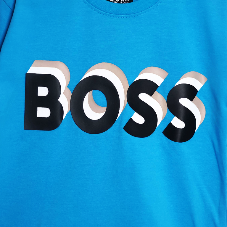 BOSS- Kids Cotton Knit Half Sleeves Crew Neck T-Shirt with BOSS Text Print , 2-11 years