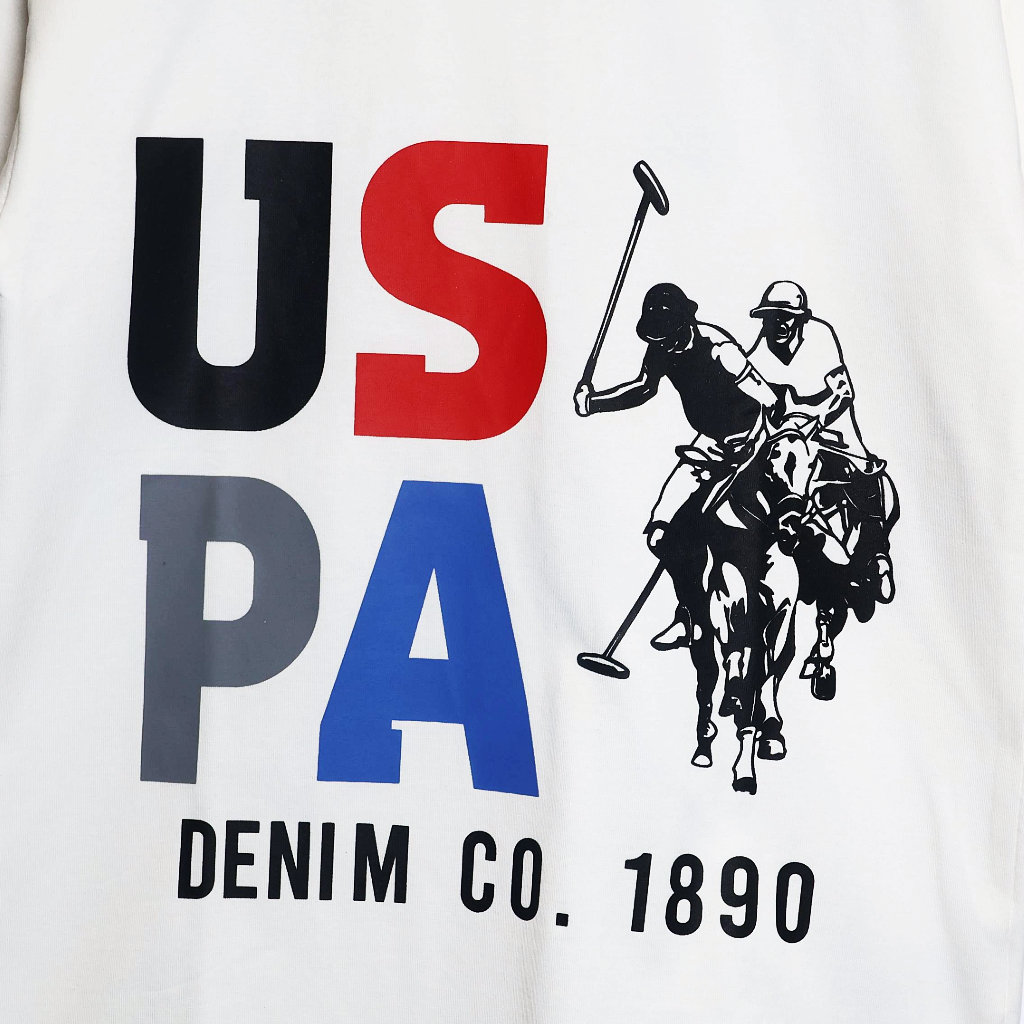 U.S POLO Kids Cotton Knit Half Sleeves Crew Neck T-Shirt with USPA Text Print , 2-11 years
