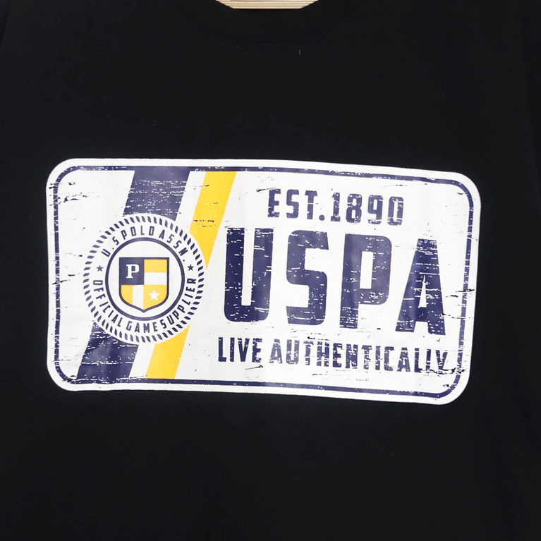 U.S POLO- Kids Cotton Knit Half Sleeves Crew Neck T-Shirt with USPA Text Print , 2-11 years