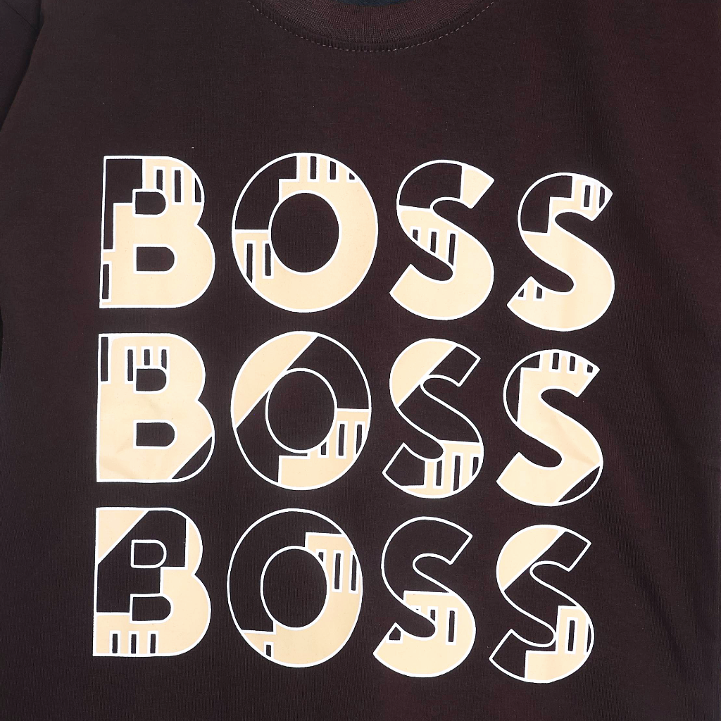 BOSS- Kids Cotton Knit Half Sleeves Crew Neck T-Shirt with Boss Text Print , 2-11 years