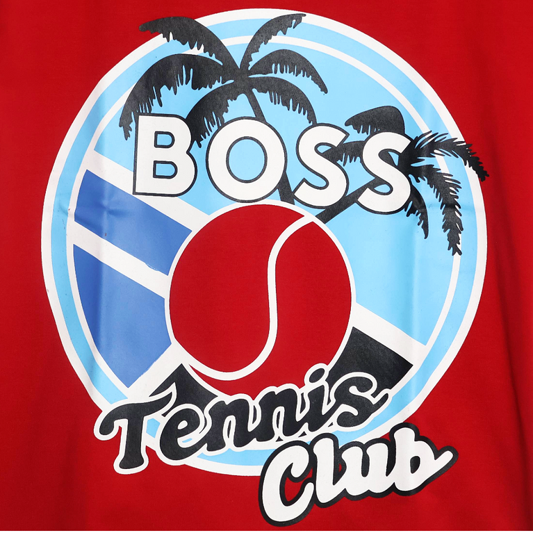 BOSS- Kids Cotton Knit Half Sleeves Crew Neck T-Shirt with Tennis Club Text Print , 2-11 year s