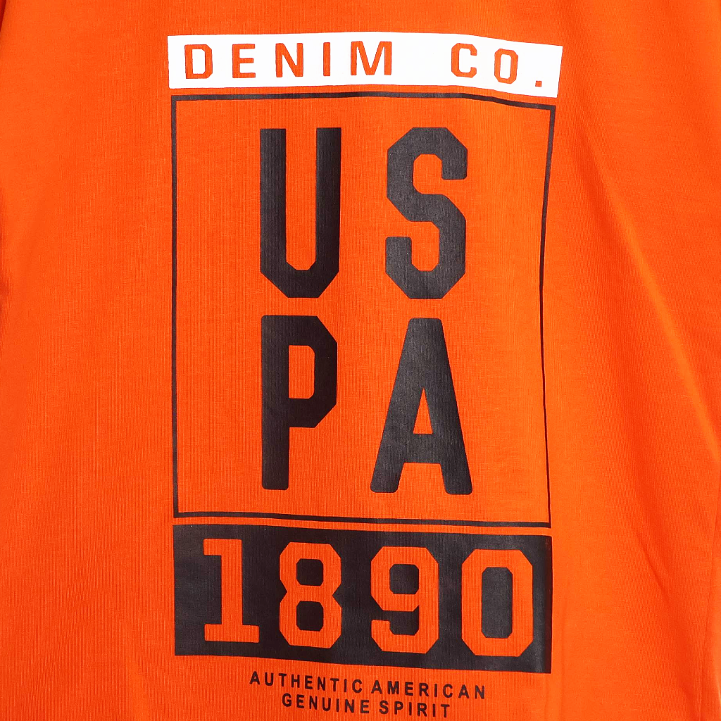 U.S POLO Kids Cotton Knit Half Sleeves Crew Neck T-Shirt with USPA Text Print , 2-11 years