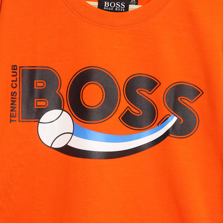 HBOSS- Kids Cotton Knit Half Sleeves Crew Neck T-Shirt with Boss Text Print , 2-11 years