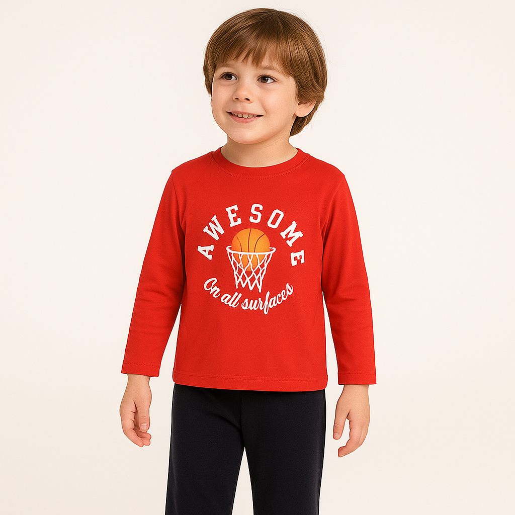 Nino's Full-Sleeve T-shirt and Pajama set with an Awesome text print design