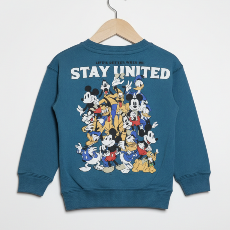 Doreme - Terry Knit Full Sleeves Kids' Disney 'Stay United' Sweatshirt for Boys