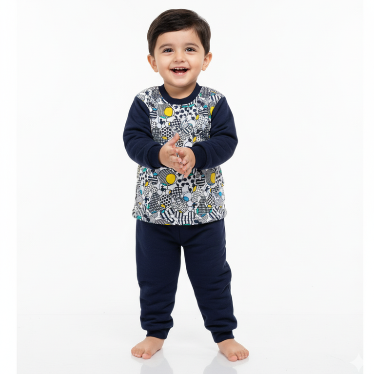 Doreme-Padded Full Sleeves Mickey Printed Winter Wear Set For Set