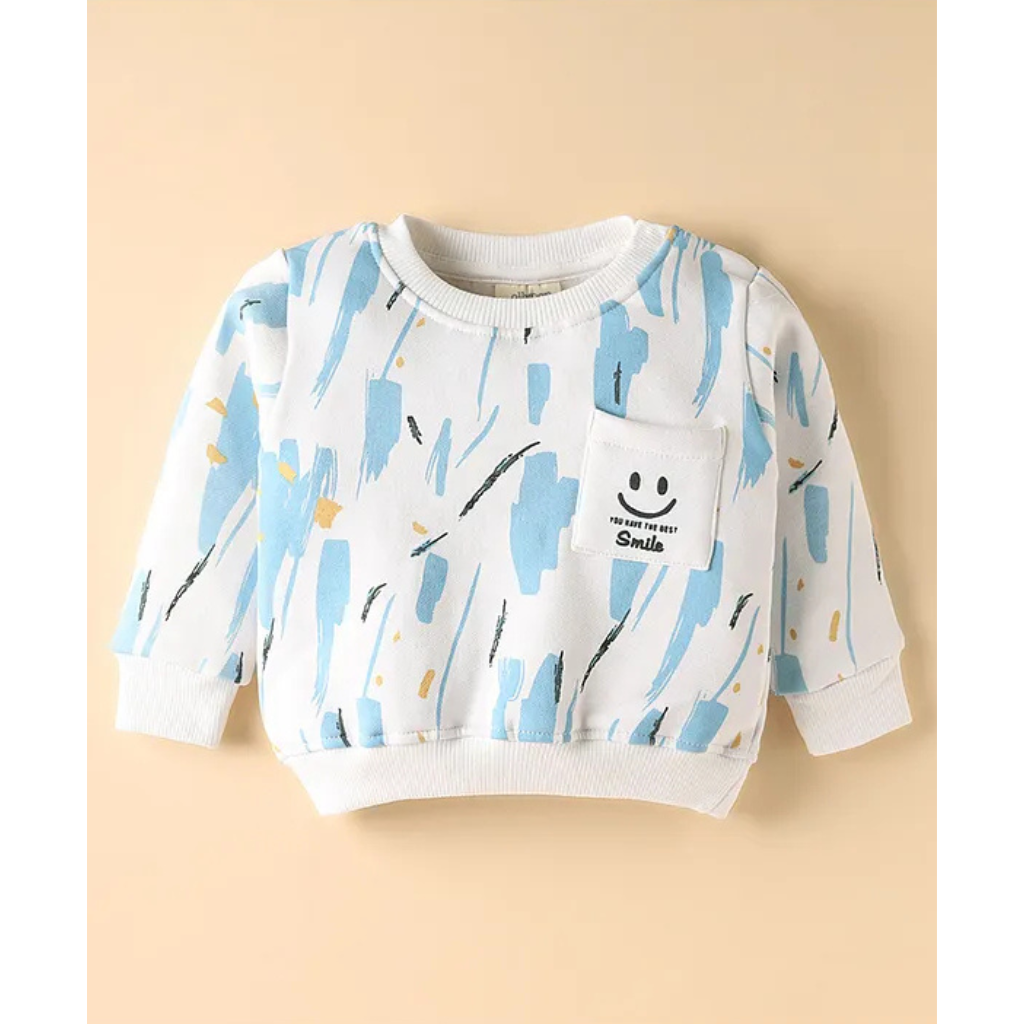 Ollypop- Fleece Knit Full Sleeves T-Shirt & Lounge Pant Set with Colour Texture