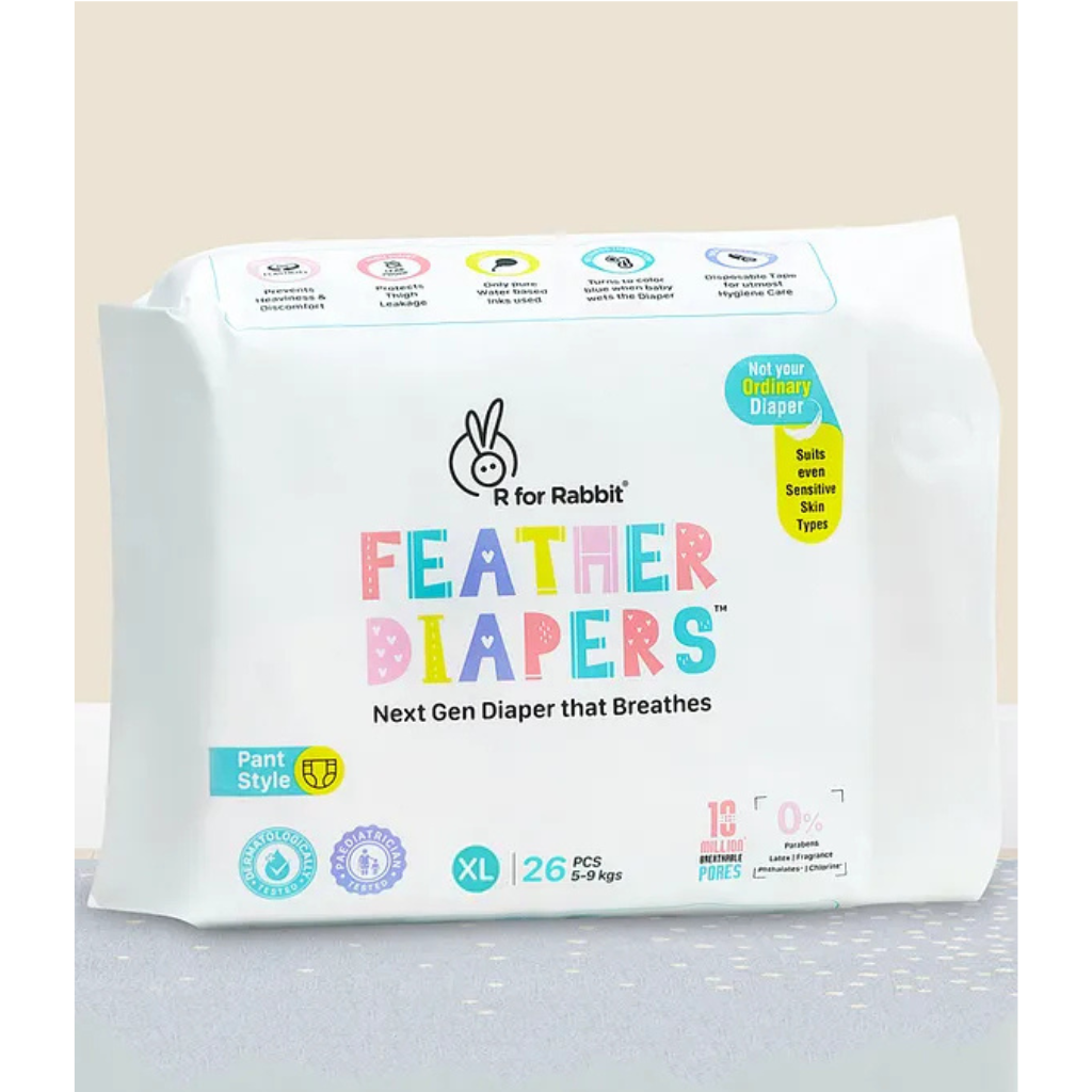 R for Rabbit-New Born Premium Feather Diaper for Baby ( Pant Style ) 26 Pack