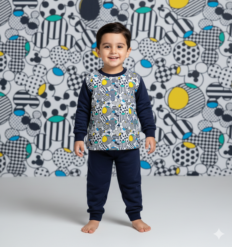 Doreme-Padded Full Sleeves Mickey Printed Winter Wear Set For Set