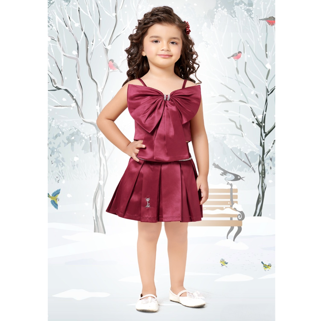 Kitten's Bow Applique Detailed Top & Skirt Set