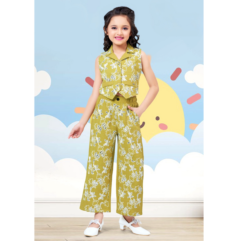 Kitten's -Sleeveless Top & Plazo Pant with Floral Print