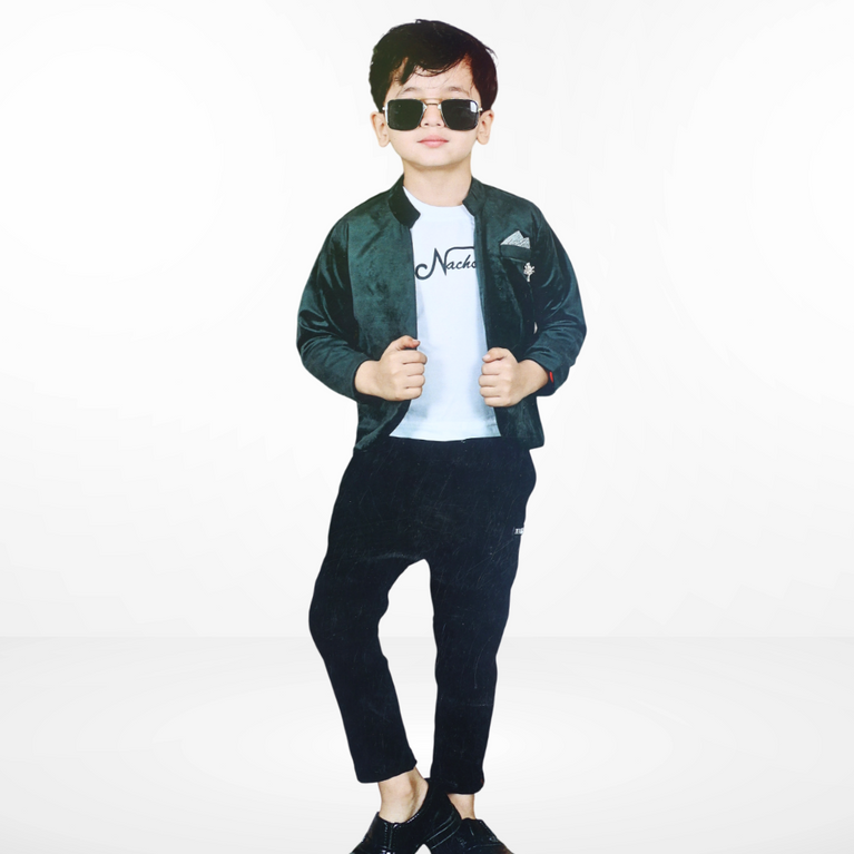 Nachos Clothing Set for Baby Boys- Jacket, Pant & T Shirt Set
