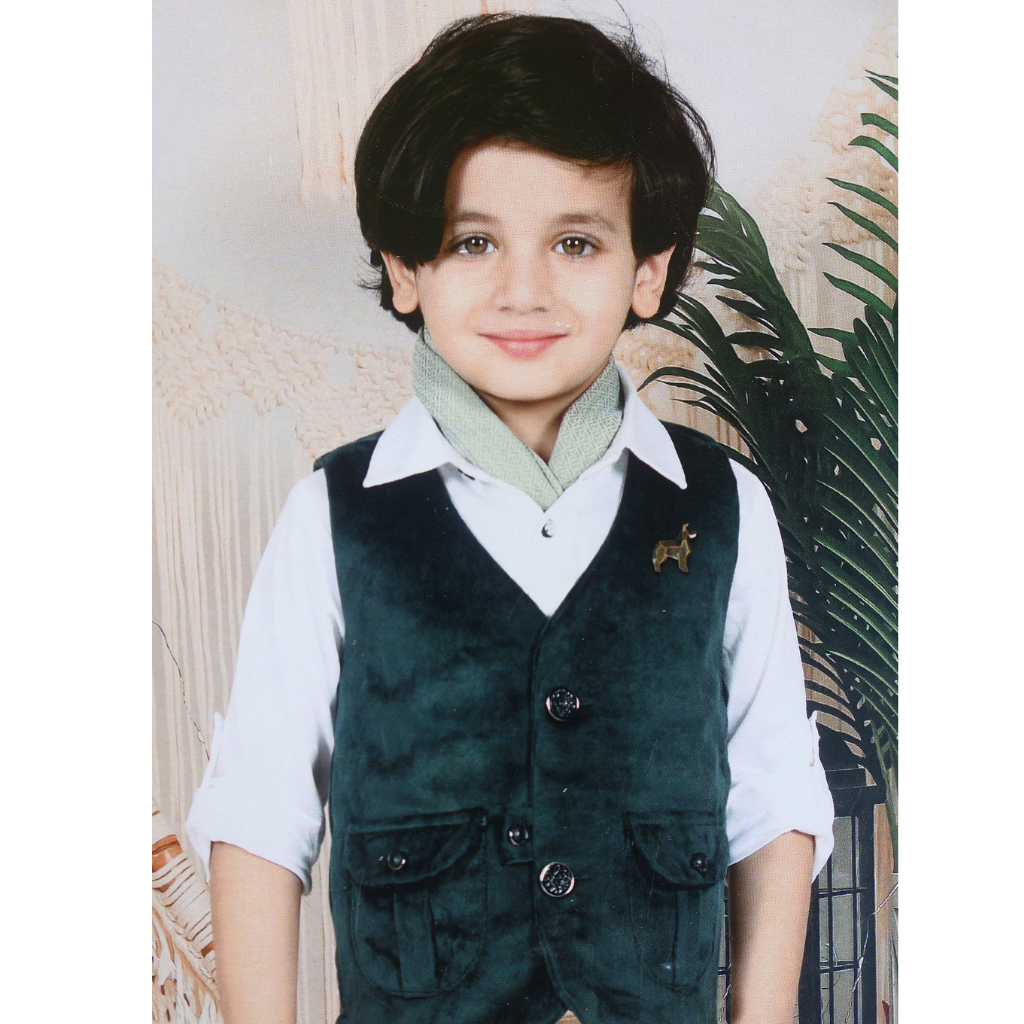 Nachos Clothing Set for Baby Boys- Jacket,Pant,White Shirt & Moflar