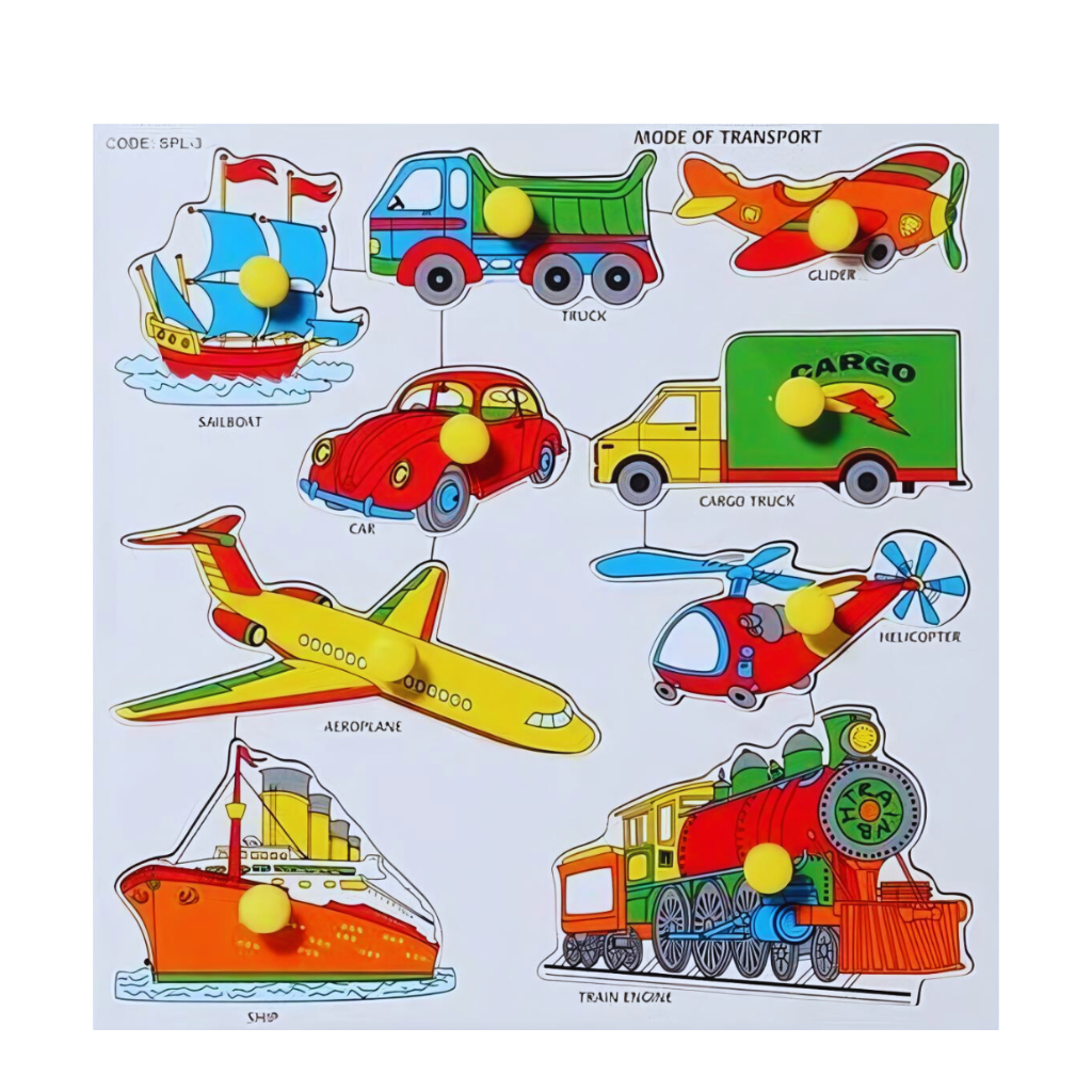 Little Genius- Wood Transport large with Big Knob (Multicolor)
