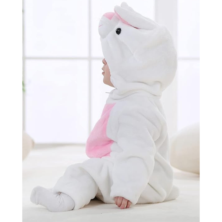 Michley- Unisex Baby Winter Hooded Romper Flannel Rabbit Style Stitch Animal Long Sleeves Zip Cosplay Dress