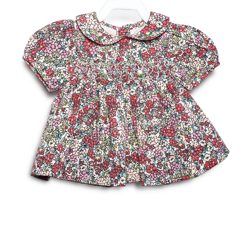 Ninos- Cotton Woven Half Puffed Sleeves Frock with Floral Print