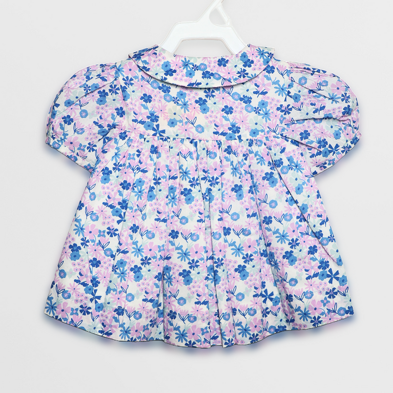 Ninos- Cotton Woven Half Puffed Sleeves Frock with Floral Print